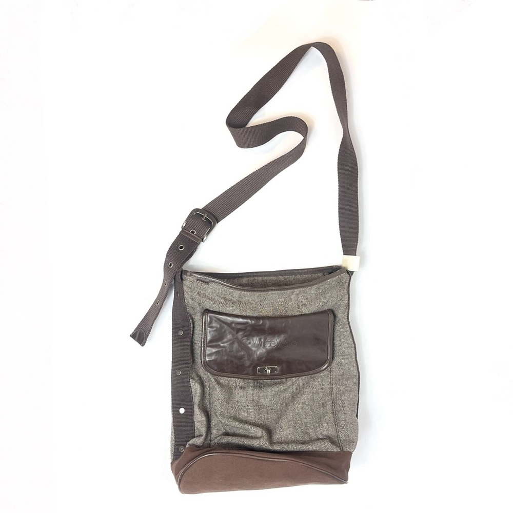 New Cutter & Buck Pacific Fremont Tote Messenger Bucket Bag “White Wave” Brown